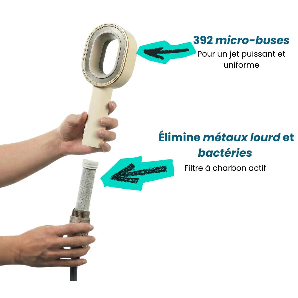 Pack Douchalys - Pommeau de Douche Anti-Calcaire + Brosse + Filtres